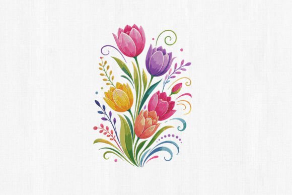 Colorful Tulip Floral Embroidery Art Review