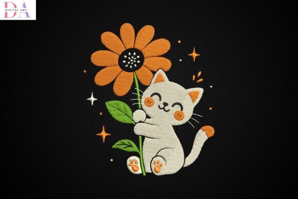 Cute Kitty Hugging Sunflower: Seasonal Design Review