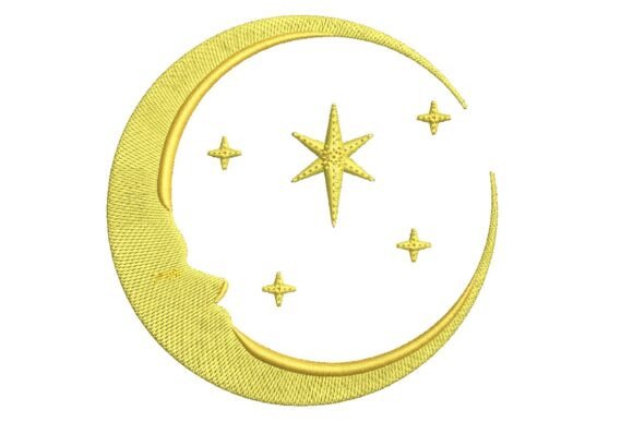 Golden Mystical Crescent Moon and Stars Design Review