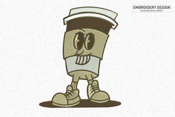 Retro Coffee Cup Character: Holiday Embroidery Review